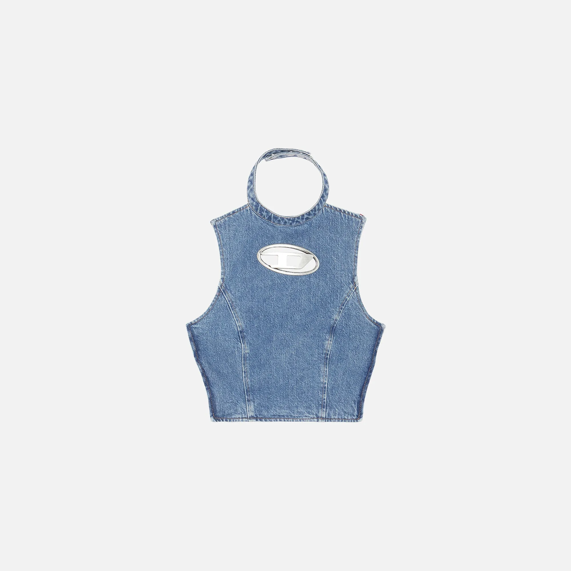 Diesel Thea Fringes D Logo Denim Top - Blue