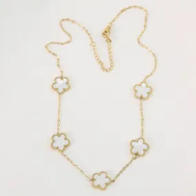 Eden | Flower Mother of Pearl Enamel Gold Plated Necklace