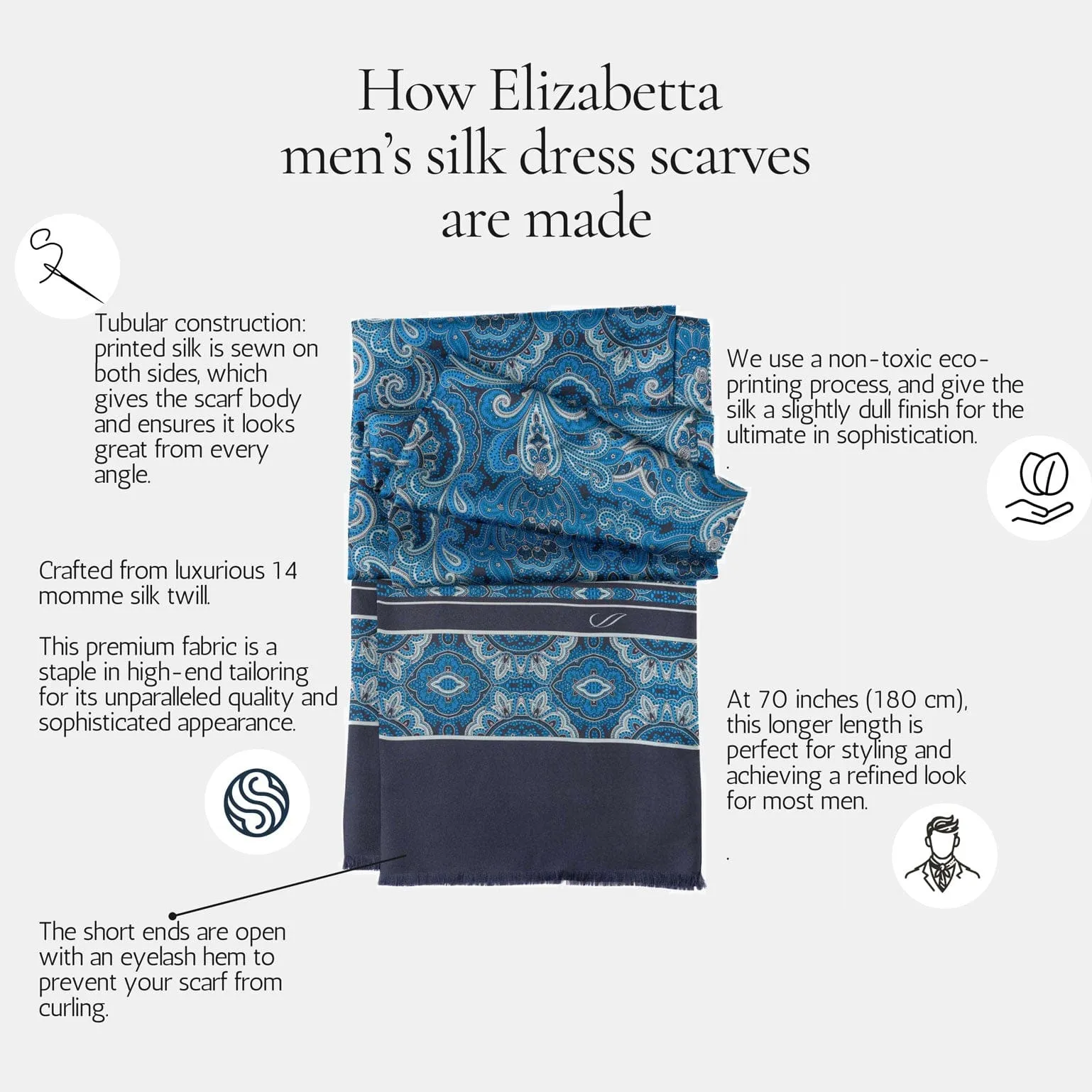 Elba - Silk Scarf - Grey