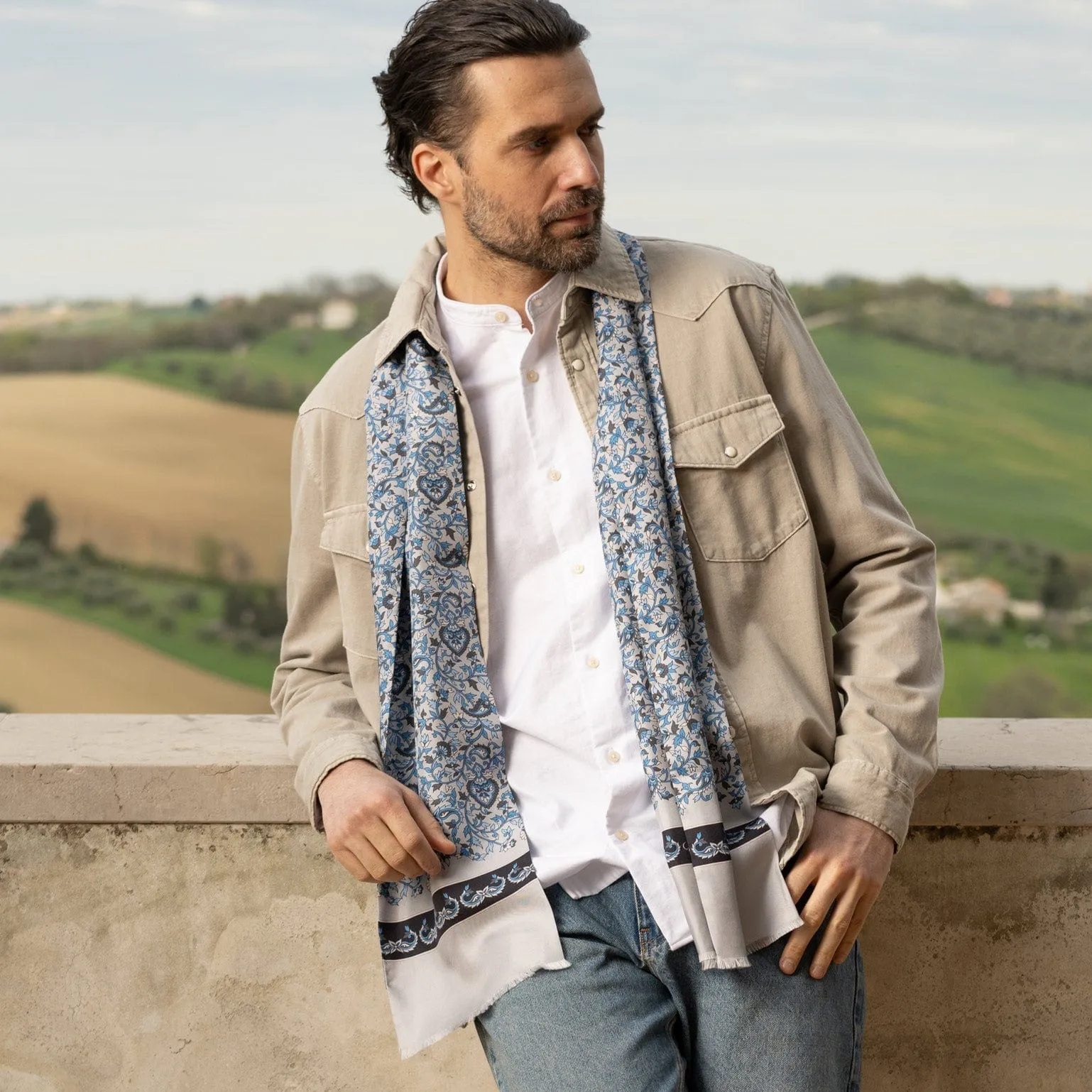 Elba - Silk Scarf - Grey