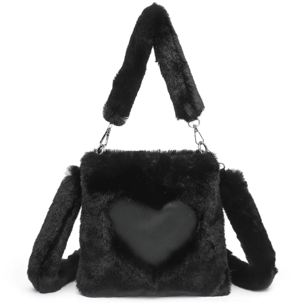 Fluffy Shoulder Bag – Plush Top-Handle Tote