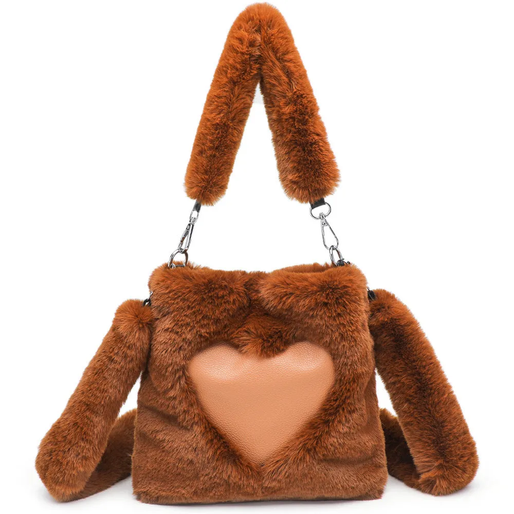 Fluffy Shoulder Bag – Plush Top-Handle Tote