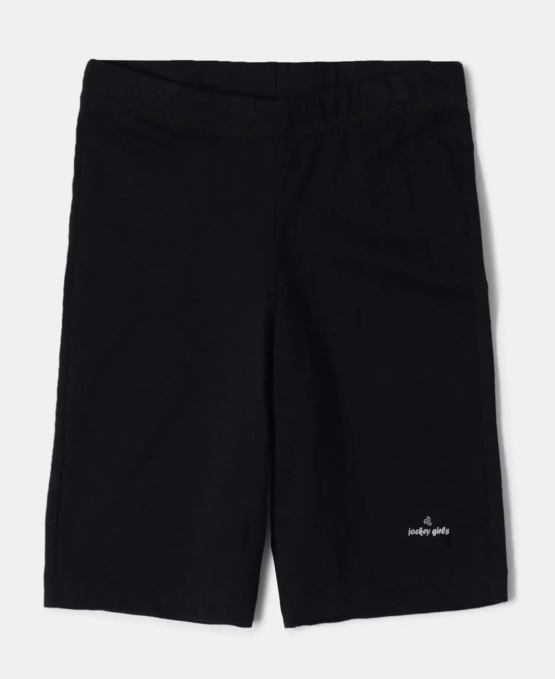 Girl's Super Combed Cotton Elastane Stretch Shorties with Ultrasoft Waistband - Black (Pack of 2)
