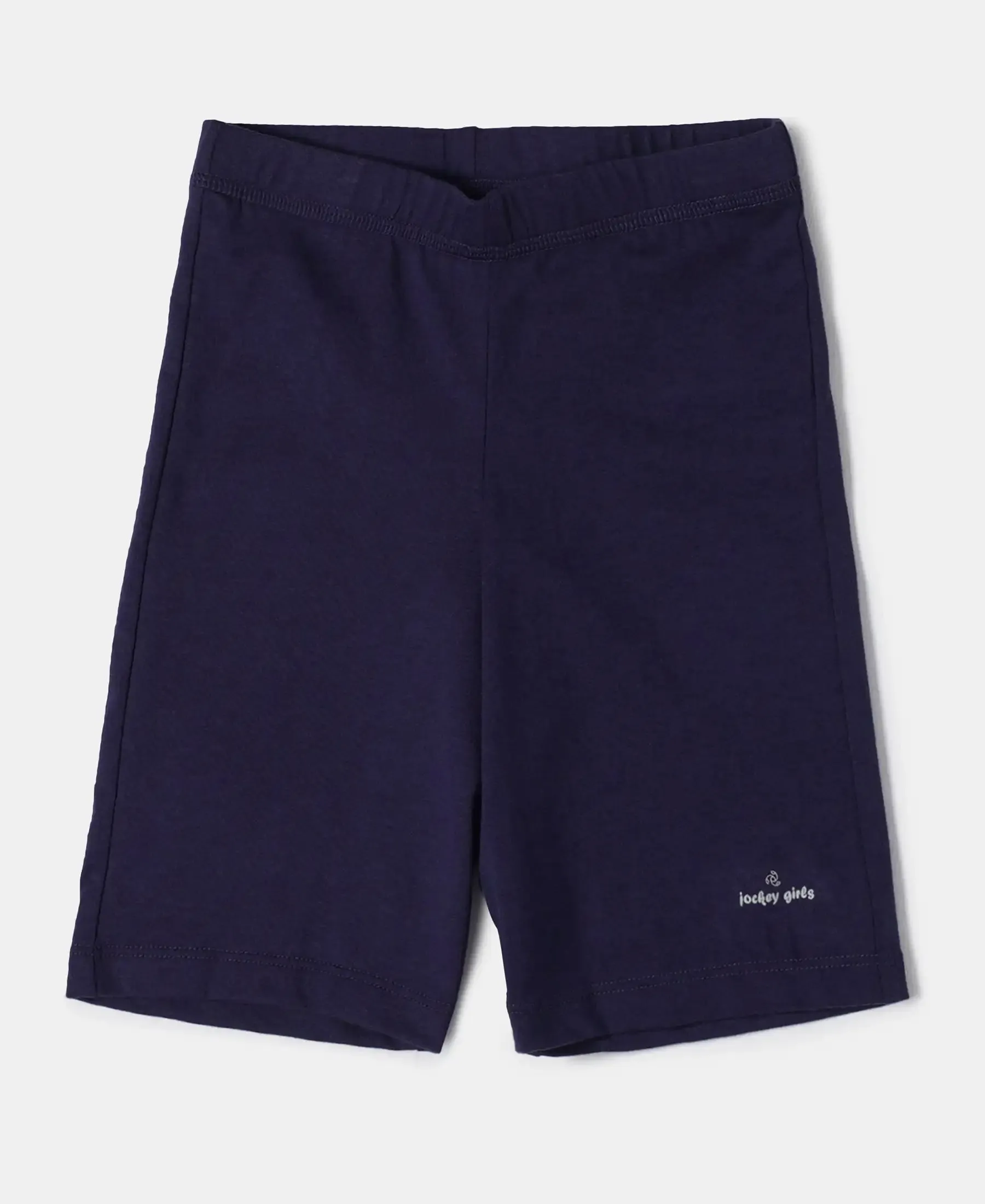 Girl's Super Combed Cotton Elastane Stretch Shorties with Ultrasoft Waistband - Classic Navy (Pack of 2)