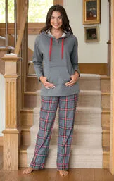 Gray Plaid Women's Hoodie & Pant Set