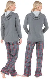 Gray Plaid Women's Hoodie & Pant Set