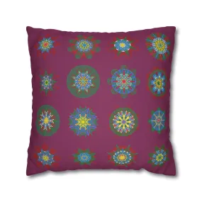 Handmade Mandala Christmas Pillowcase - Dark Raspberry