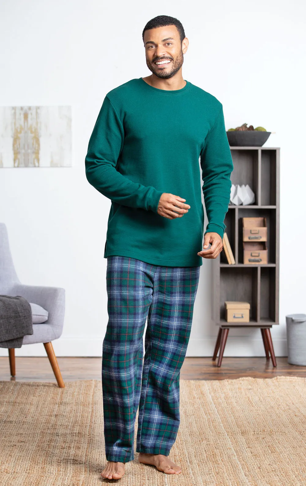 Heritage Plaid Thermal-Top Men's Pajamas - Family Set