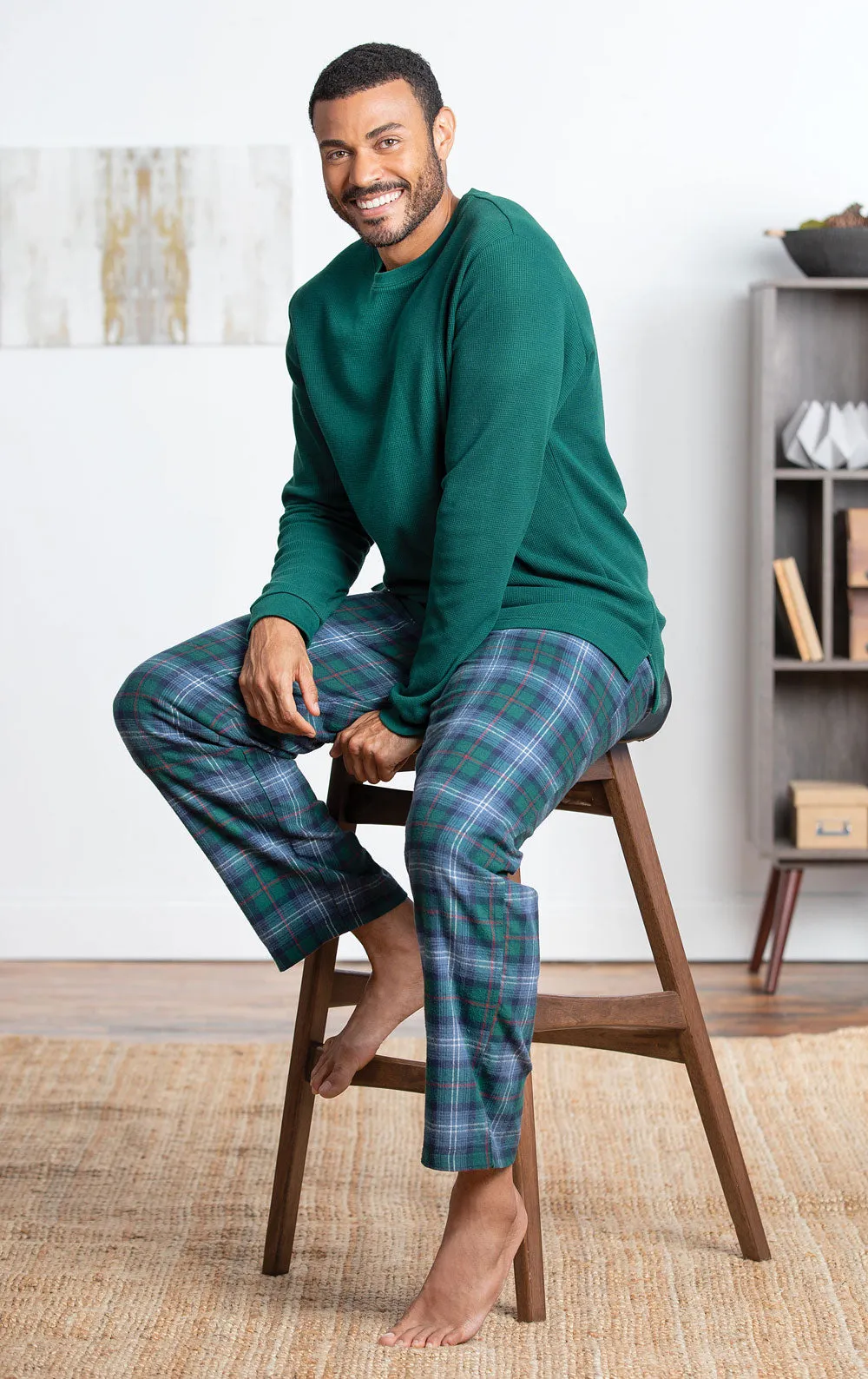Heritage Plaid Thermal-Top Men's Pajamas - Family Set