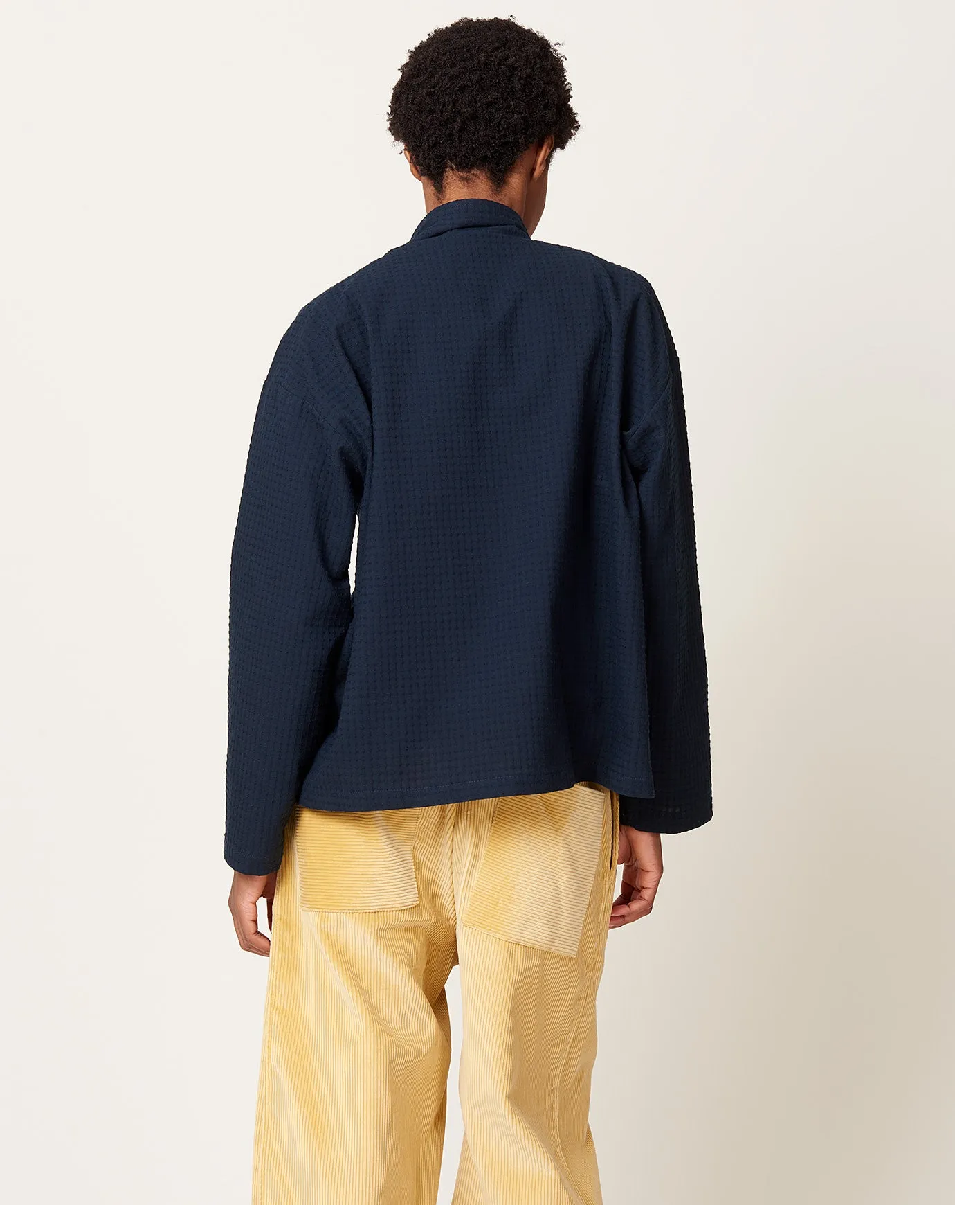 Japanese Waffle Dorothy Shirt in Dark Navy