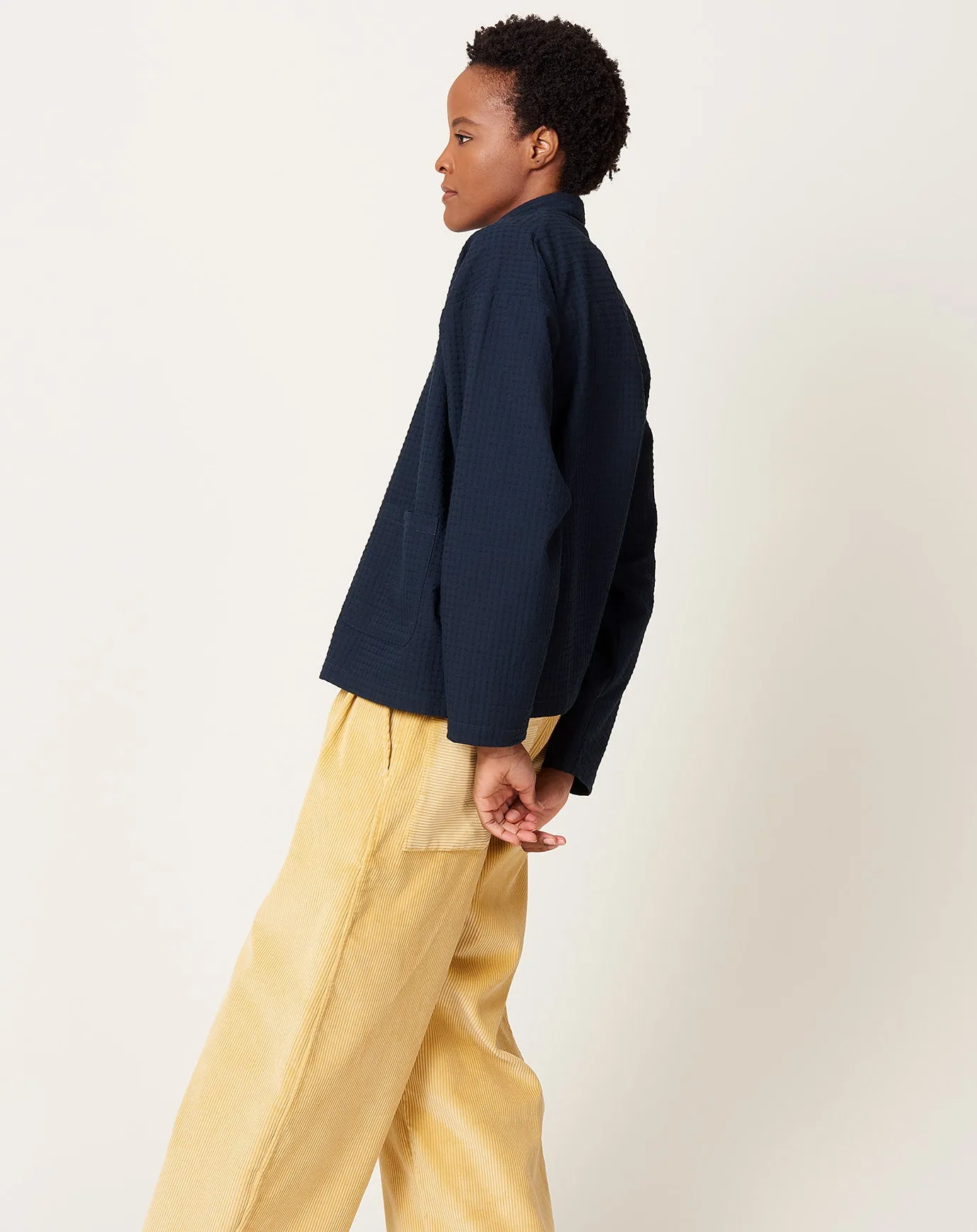 Japanese Waffle Dorothy Shirt in Dark Navy