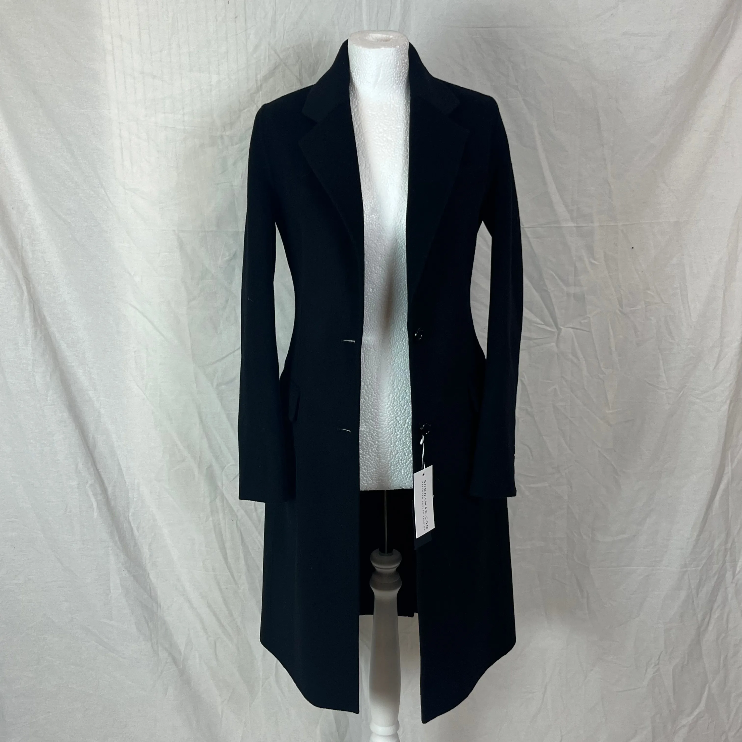 Joseph Brand New £1200 Black Wool & Cashmere Marley Coat XXS/XS