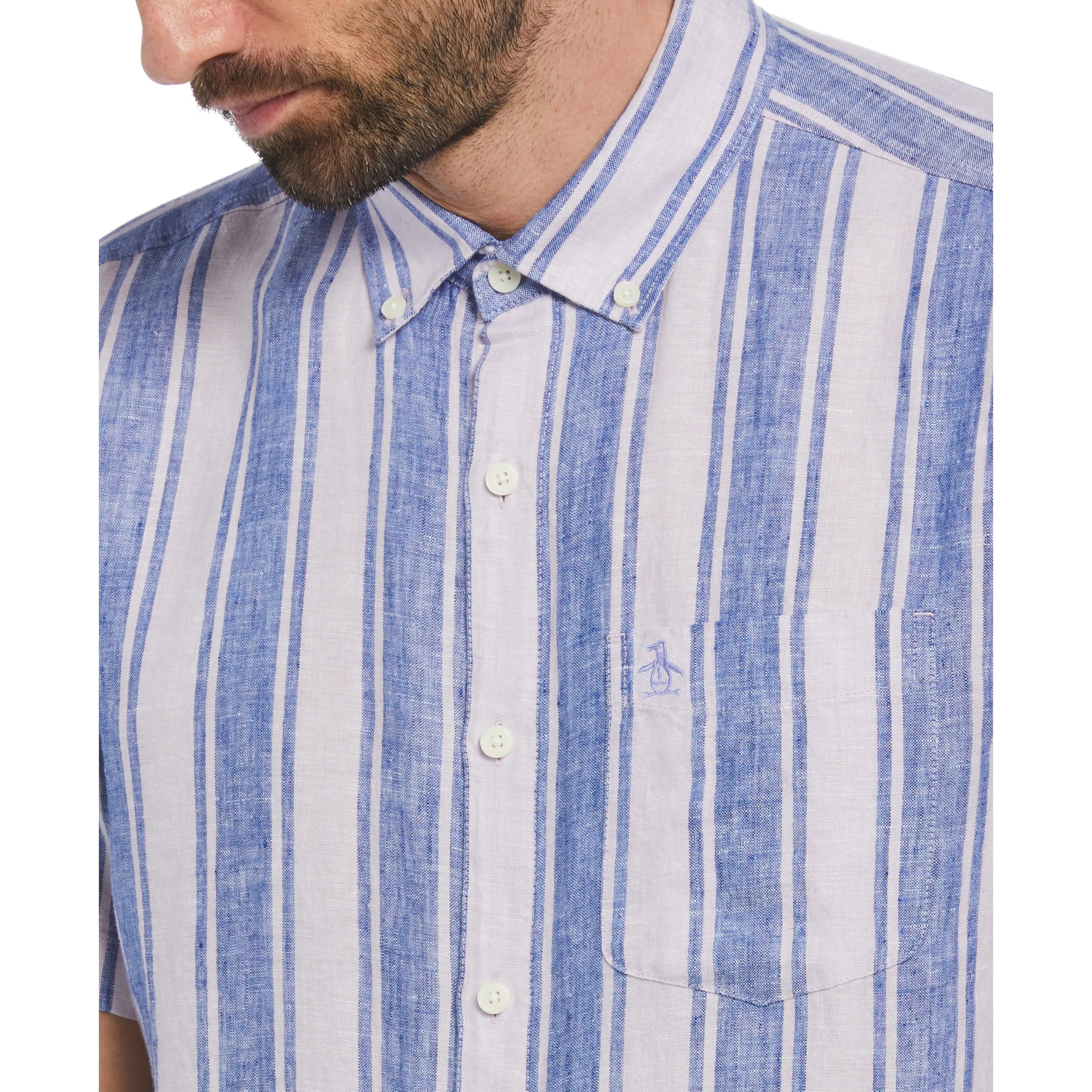 Linen Vertical Stripe Print Shirt