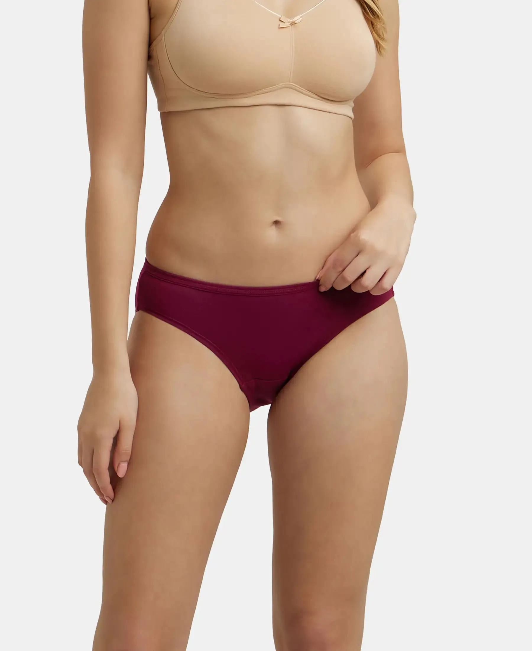 Medium Coverage Super Combed Cotton Bikini With Concealed Waistband and StayFresh Treatment - Assorted (Pack of 5)