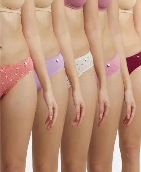 Medium Coverage Super Combed Cotton Bikini With Concealed Waistband and StayFresh Treatment - Assorted (Pack of 5)