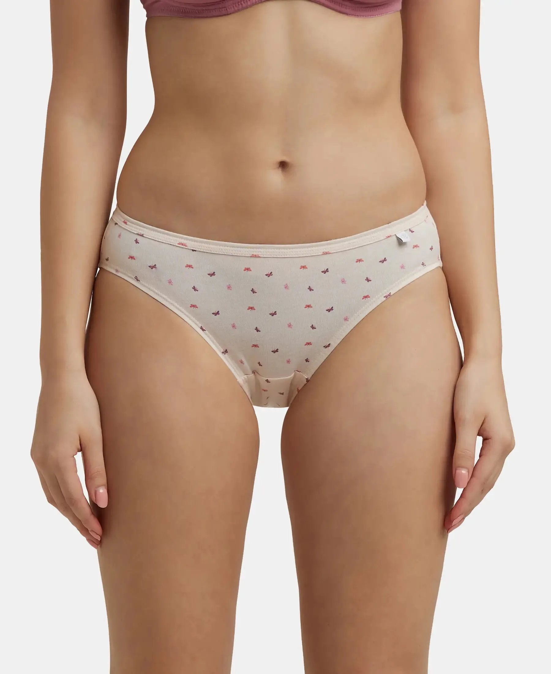 Medium Coverage Super Combed Cotton Bikini With Concealed Waistband and StayFresh Treatment - Assorted (Pack of 5)