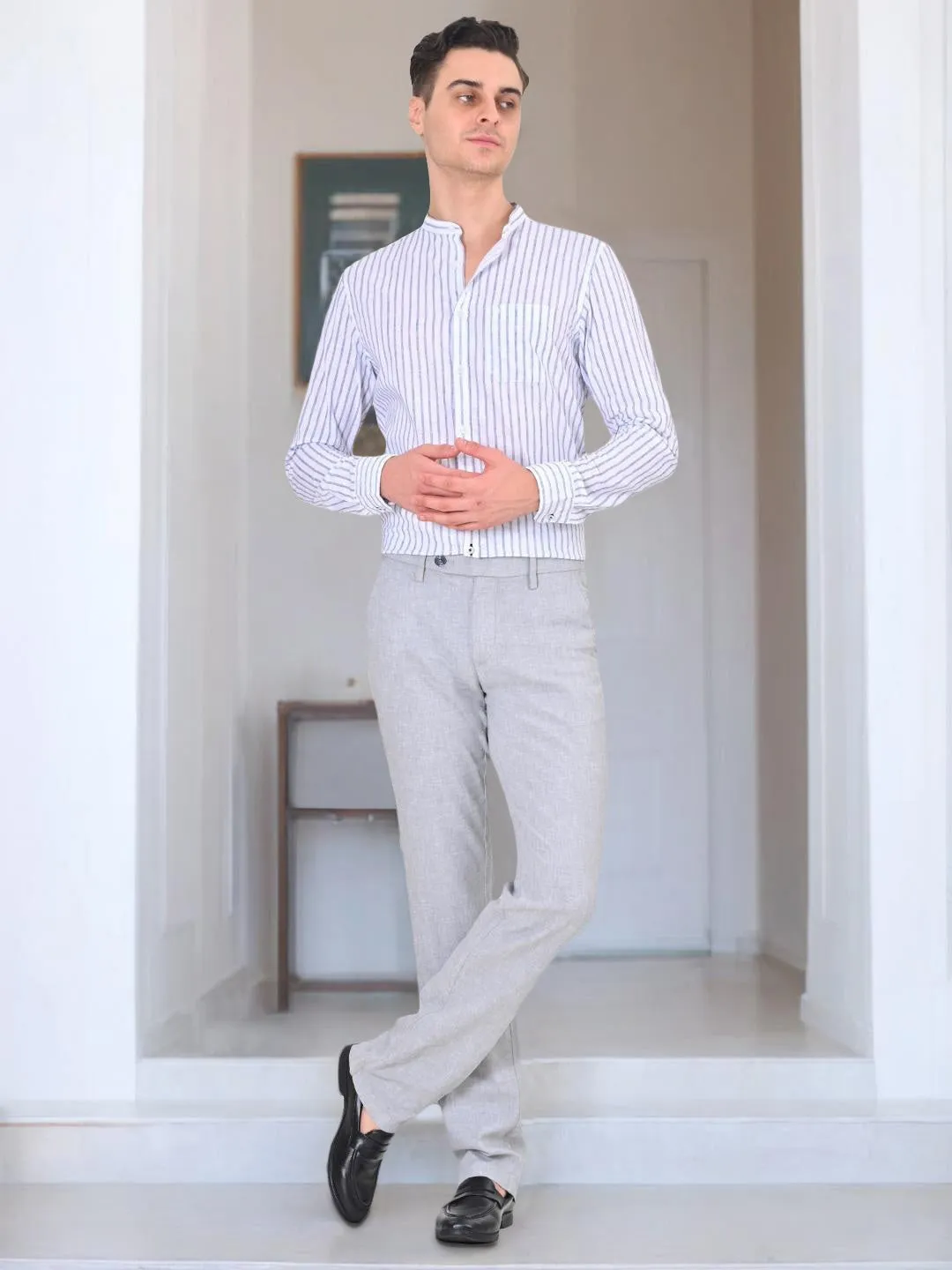 Men Kansas Fit Linen Blend Trouser