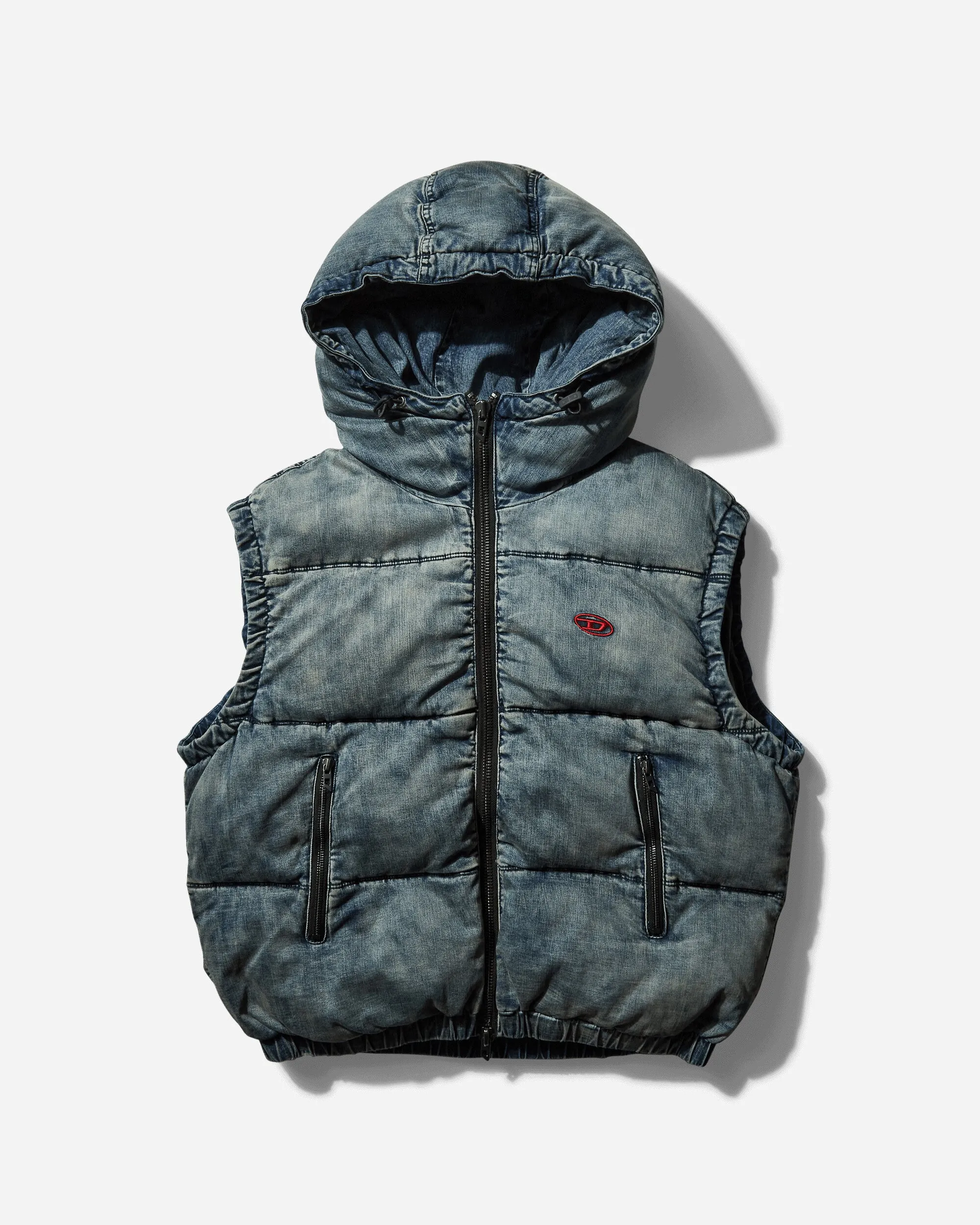 Men's Faded Denim Padded Vest Blue