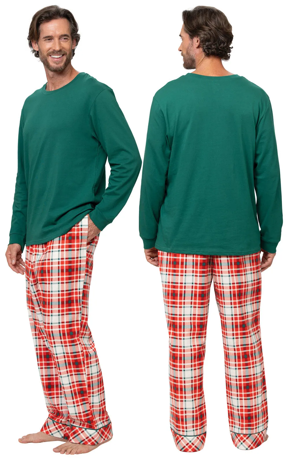 Modern Plaid Pullover Mens Pajamas - Family Set