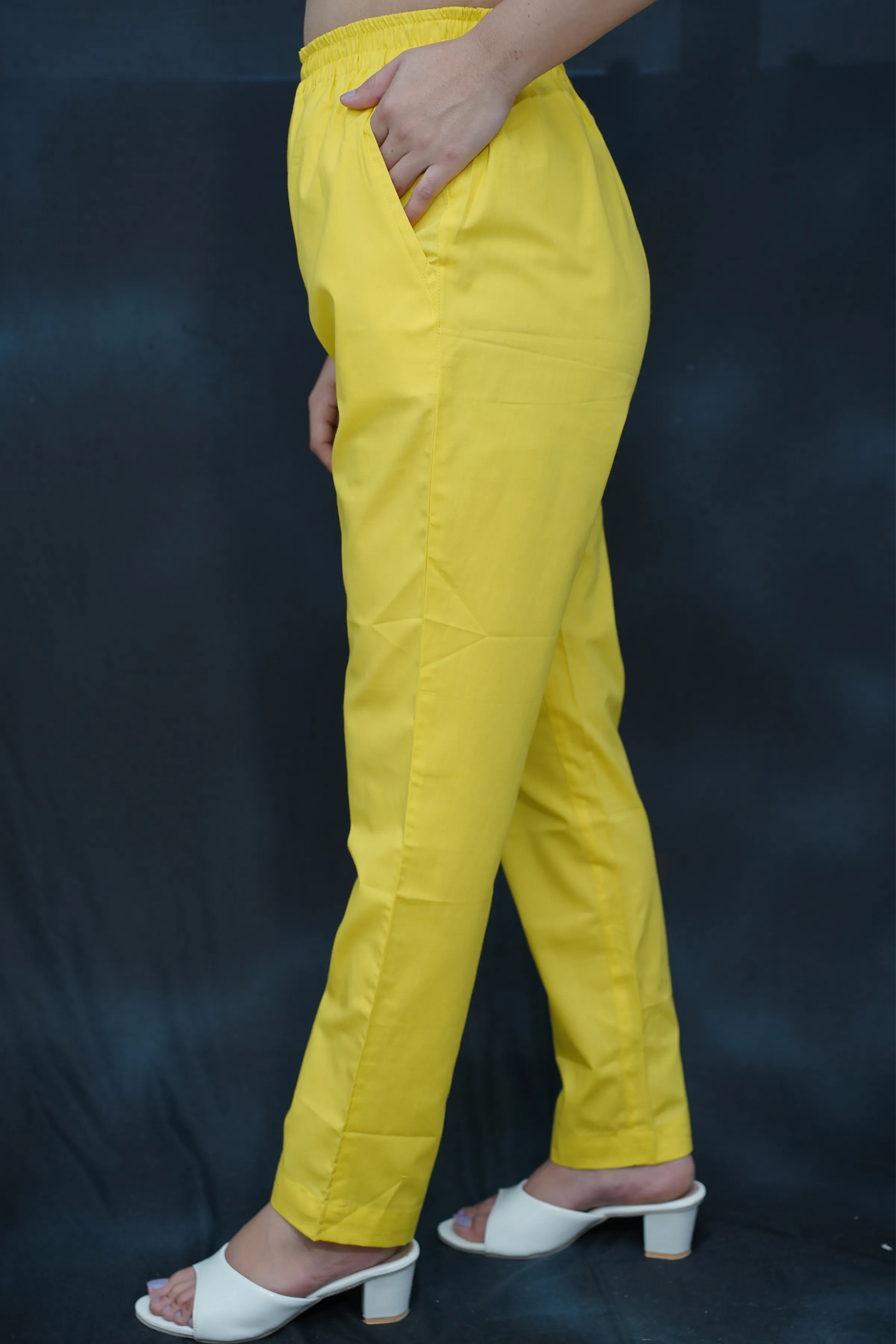 Neon Yellow Cotton Kurti Pant