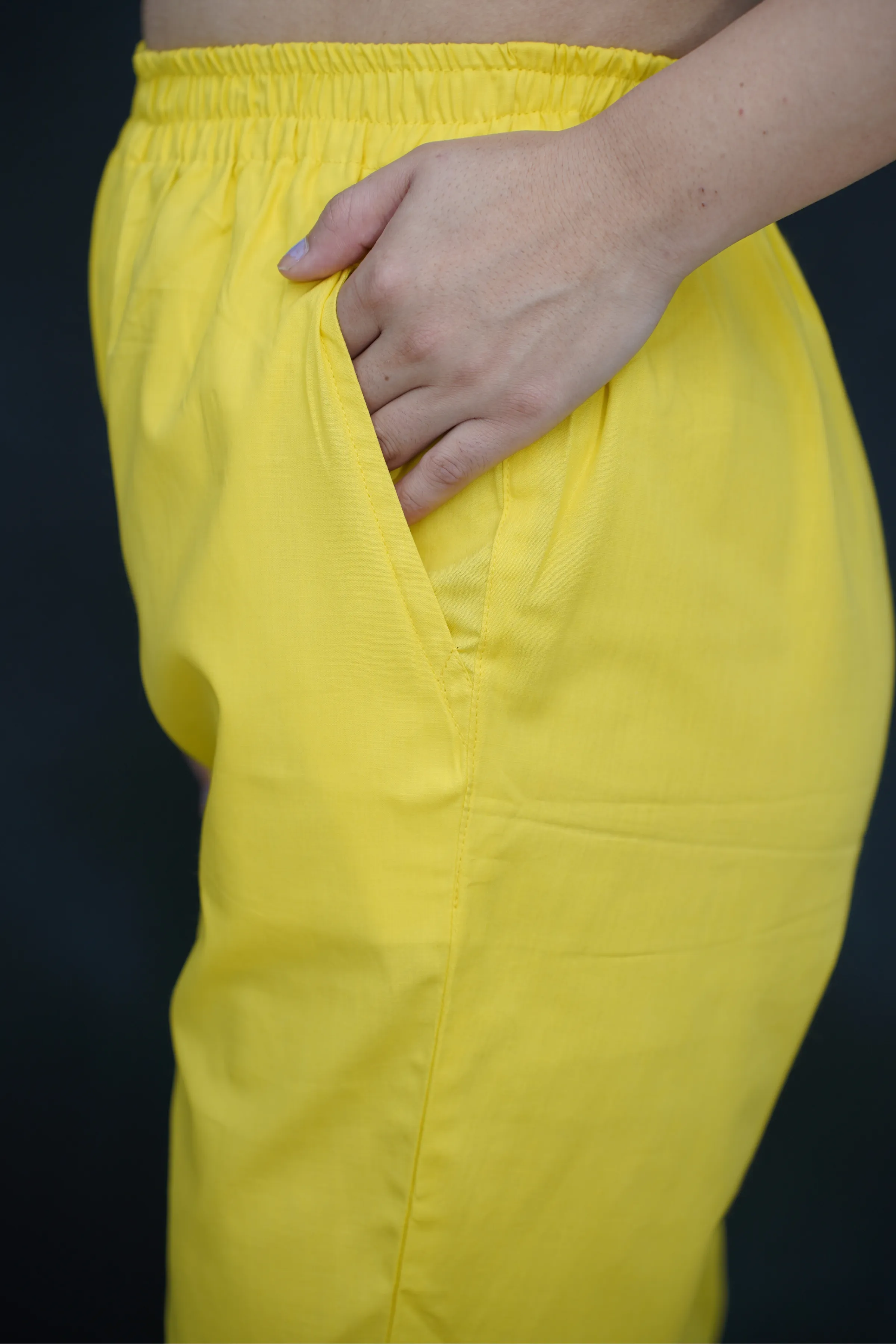 Neon Yellow Cotton Kurti Pant