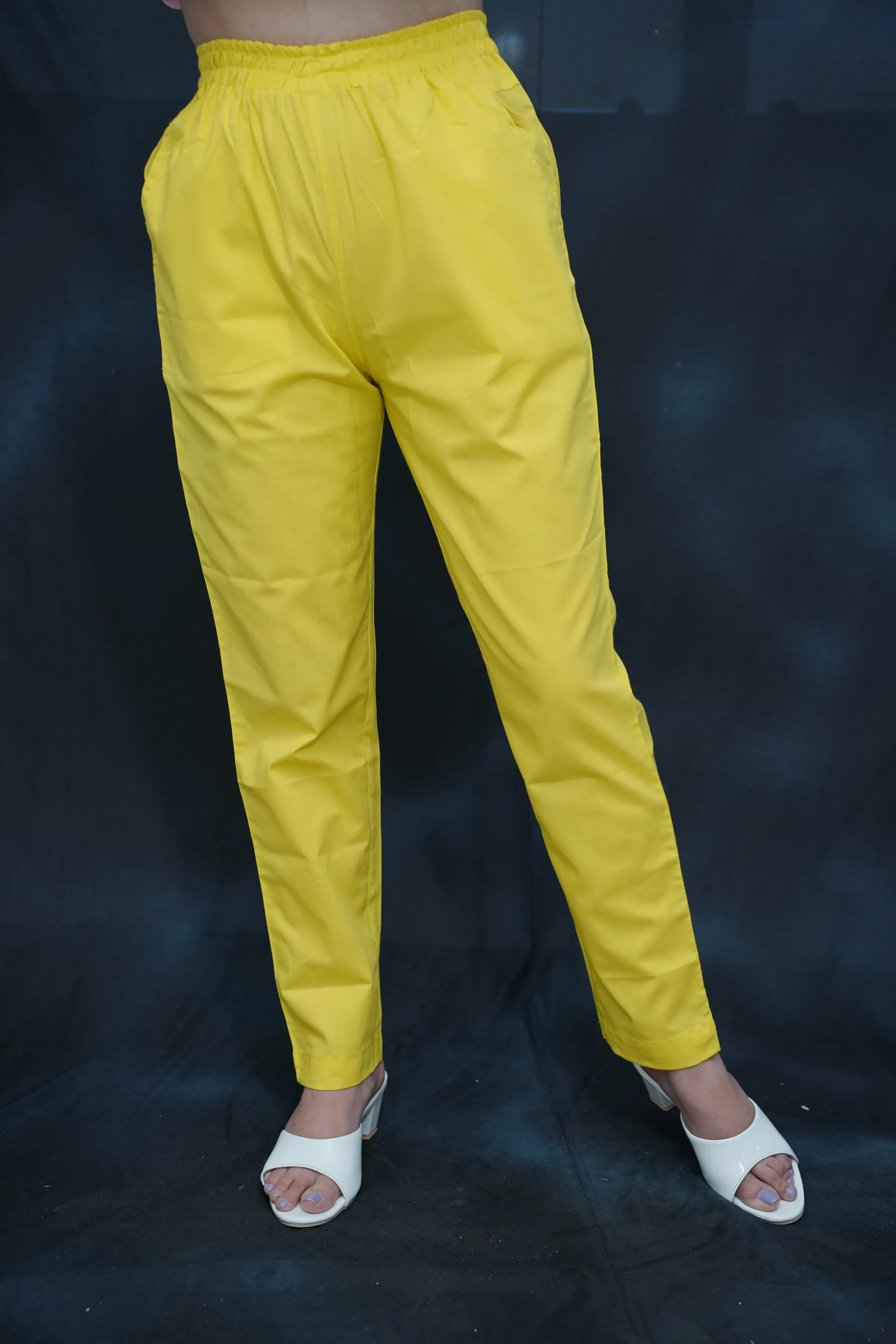 Neon Yellow Cotton Kurti Pant