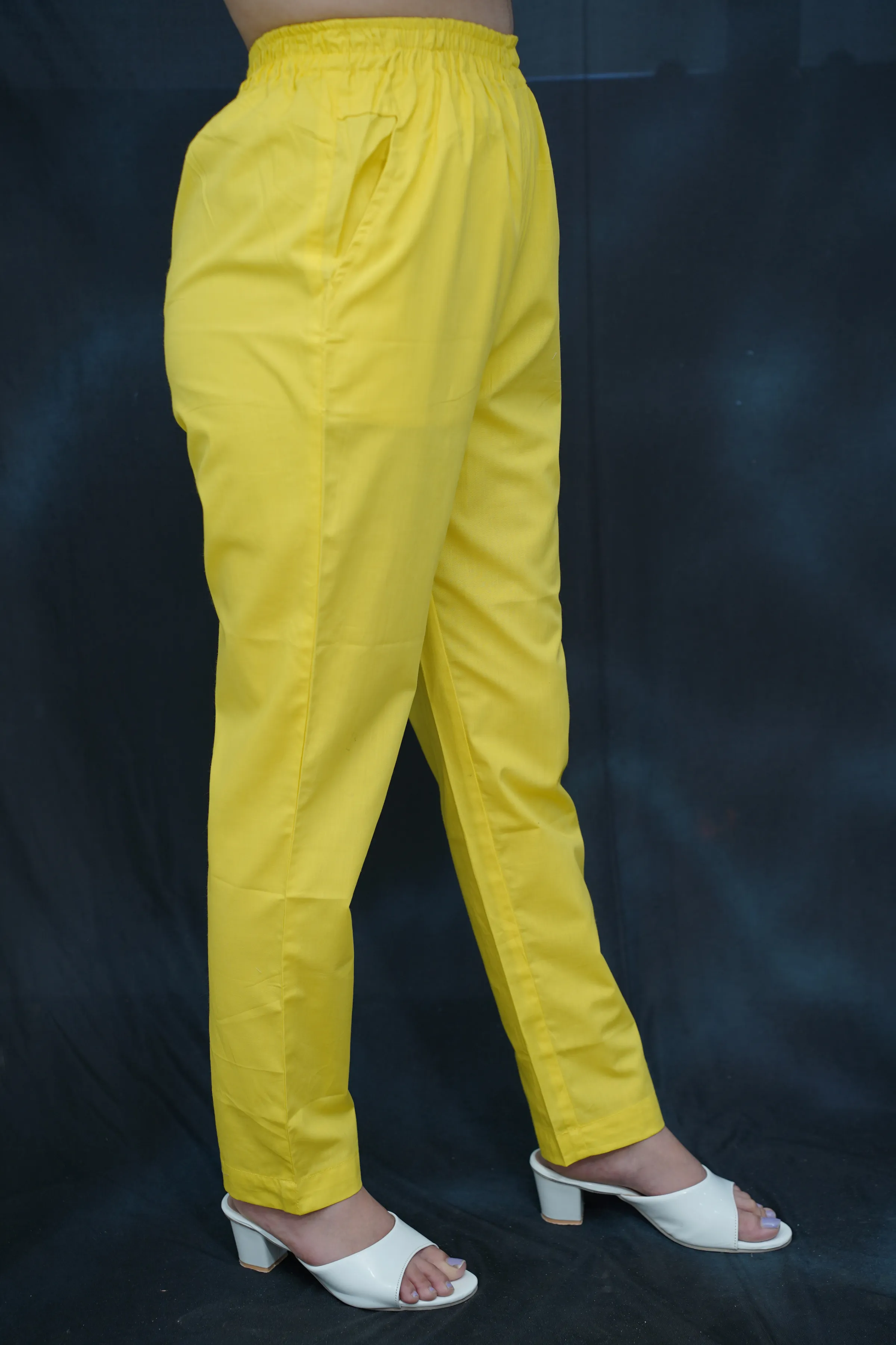 Neon Yellow Cotton Kurti Pant