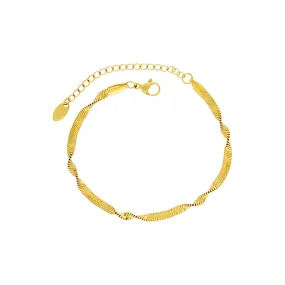 Passion Waterproof Twisted 2mm Herringbone Bracelet 18K Gold Plating