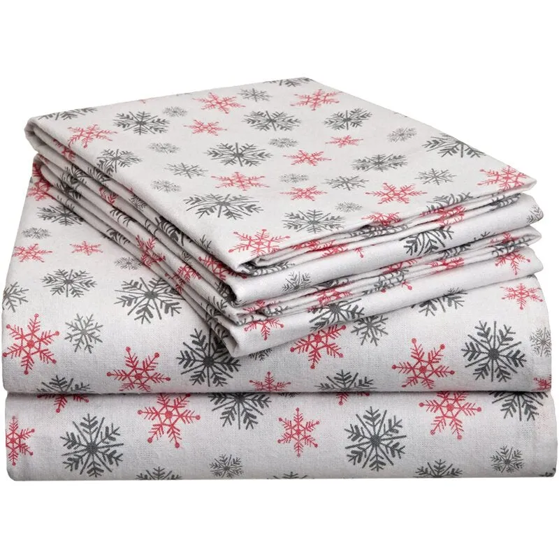 Rithe Snowflakes 100% Cotton Flannel Sheet Set
