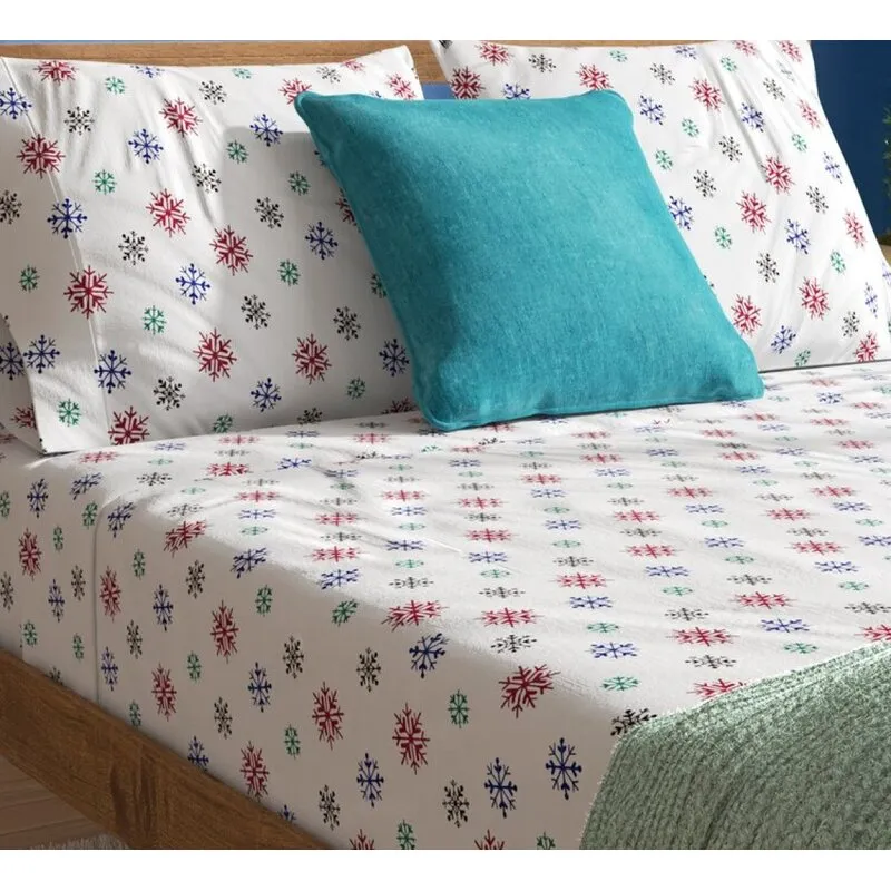 Rithe Snowflakes 100% Cotton Flannel Sheet Set