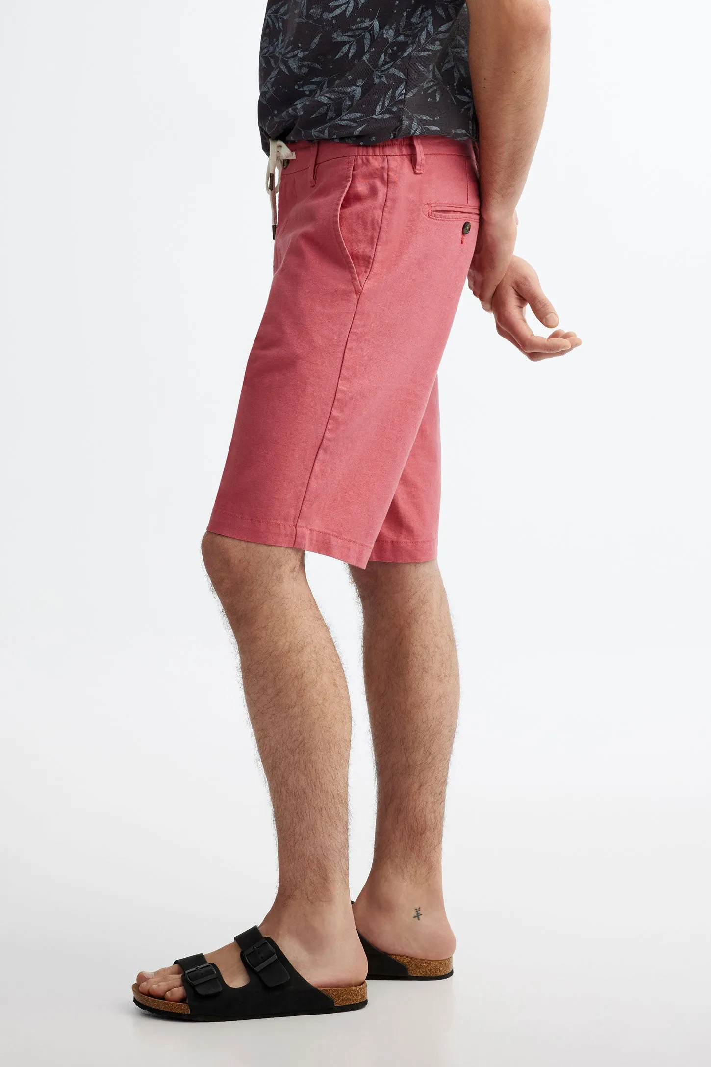 Short coupe régulière lin et coton - Homme