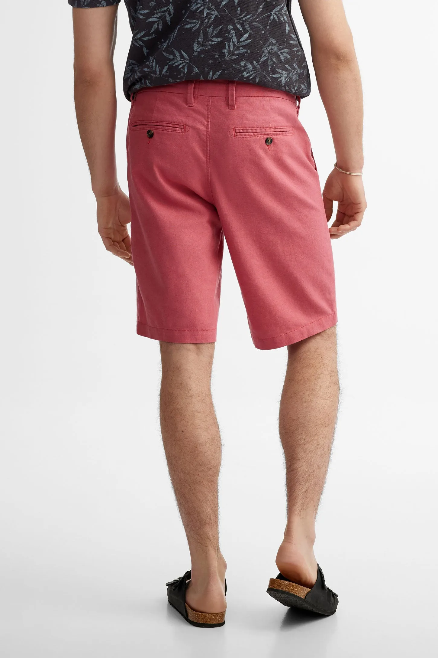 Short coupe régulière lin et coton - Homme