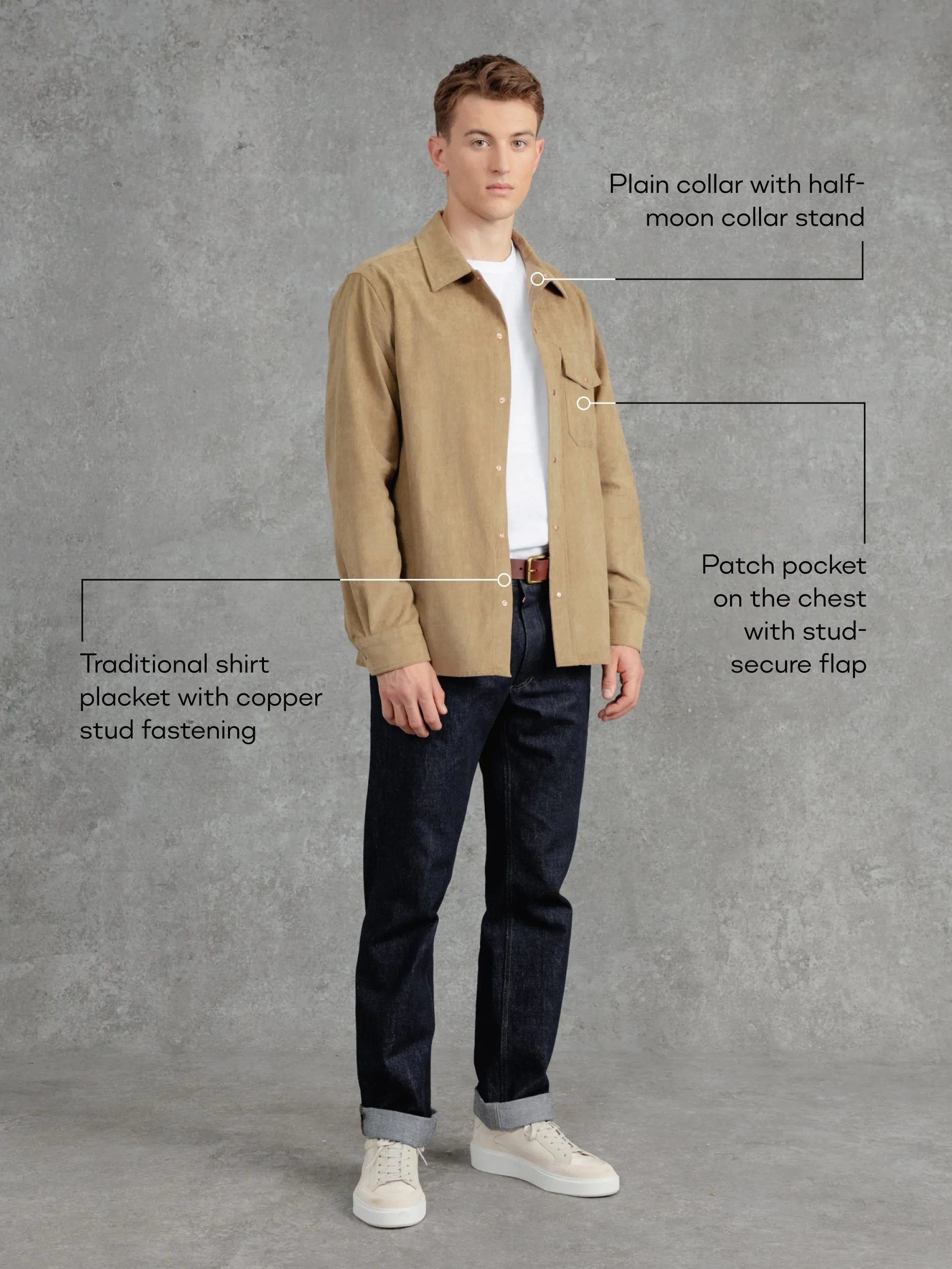The Cord Saint Studded Shirt - Natural