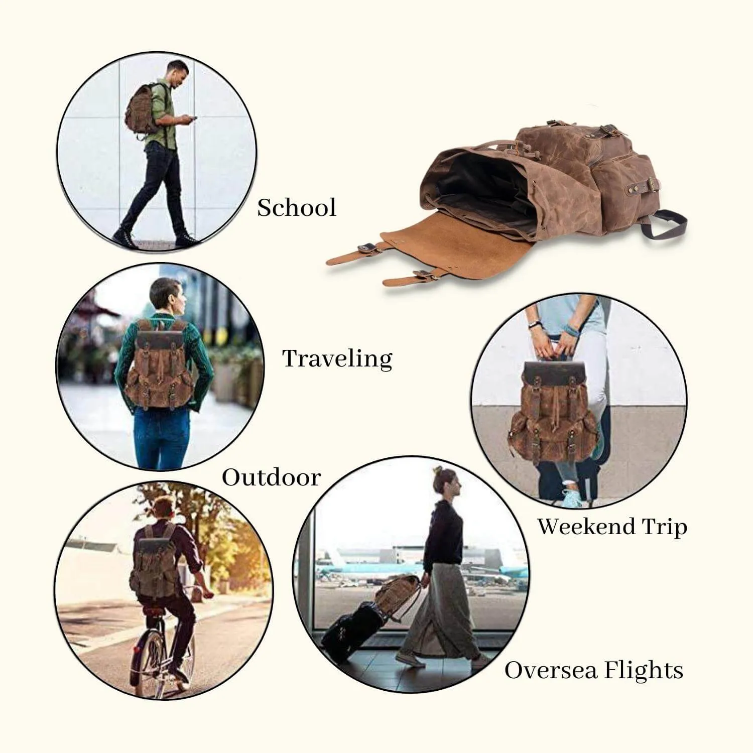 The Lone Horse – Canvas Leather Backpack