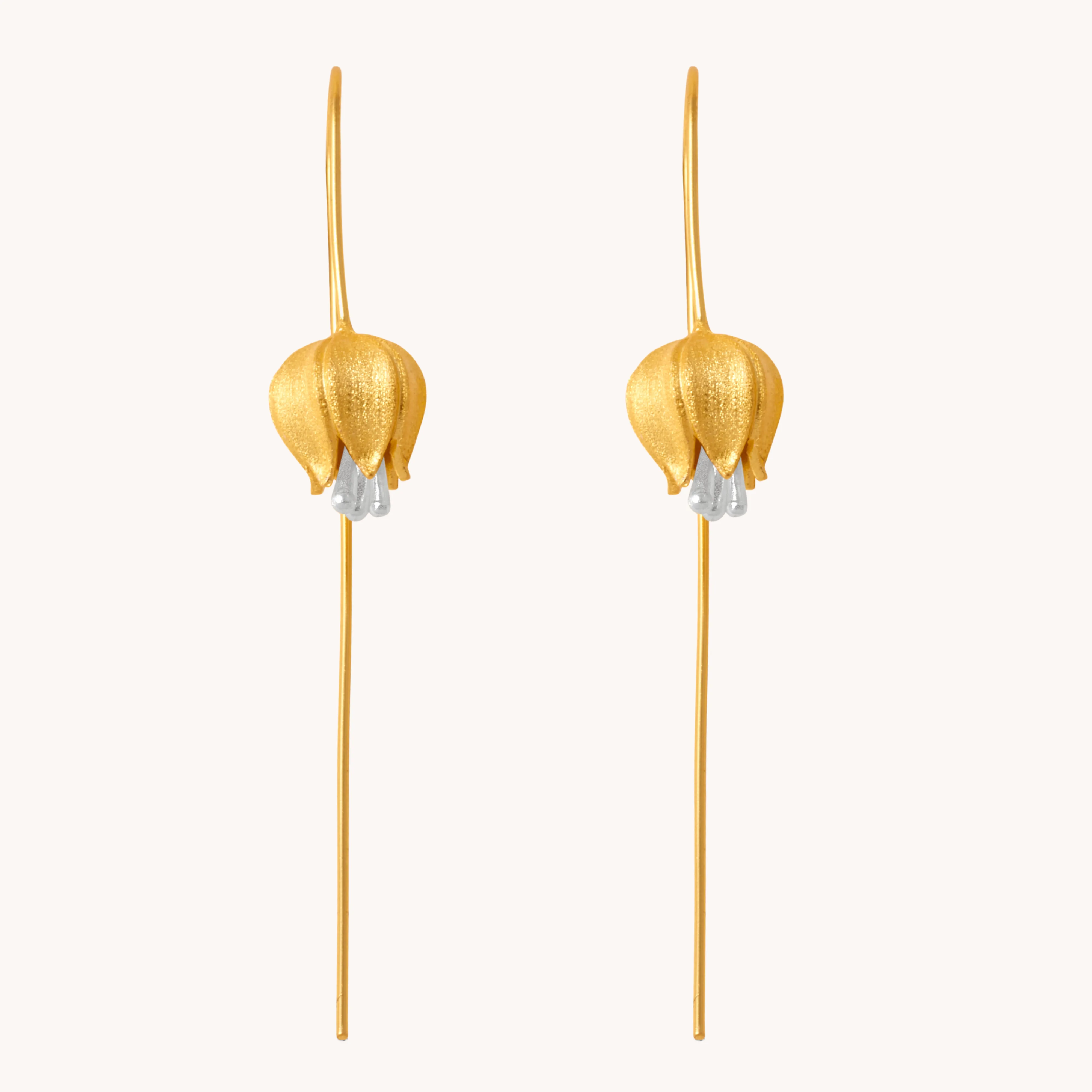 Tulip Bulb Gold Drop Earrings W.