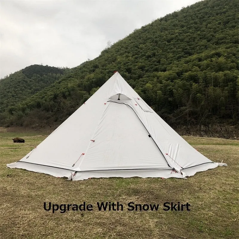 Ultralight Outdoor Camping Big Pyramid Tent Awnings 3-4 Person  Shelter With Chimney Hole For Bird Watching Cooking