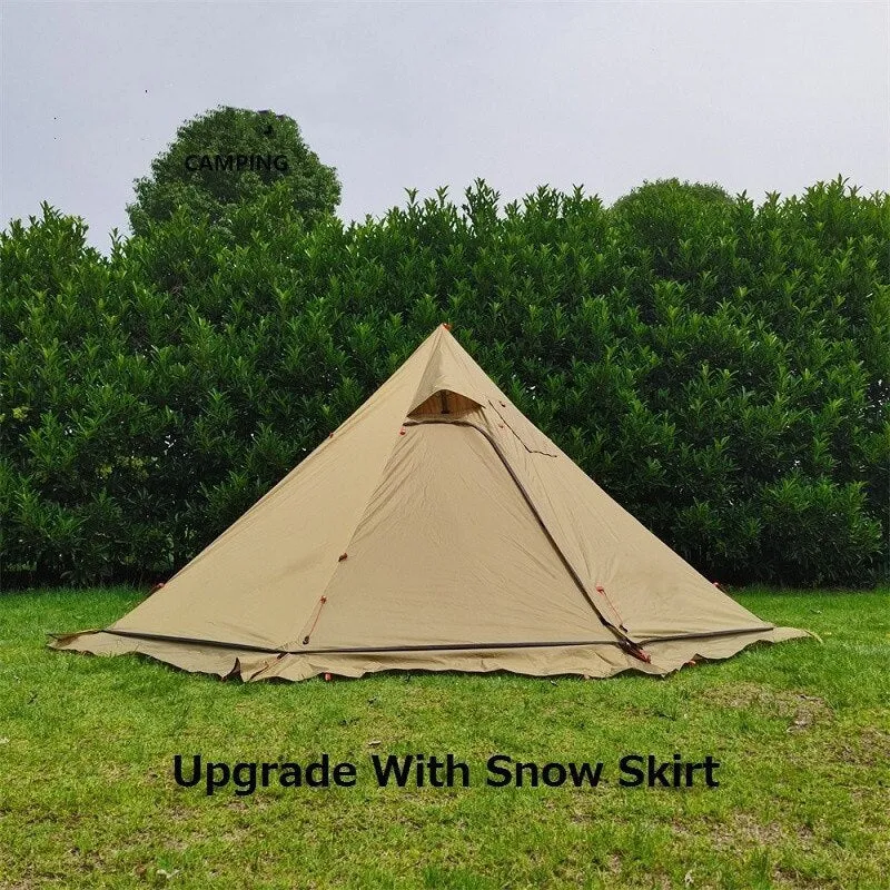 Ultralight Outdoor Camping Big Pyramid Tent Awnings 3-4 Person  Shelter With Chimney Hole For Bird Watching Cooking