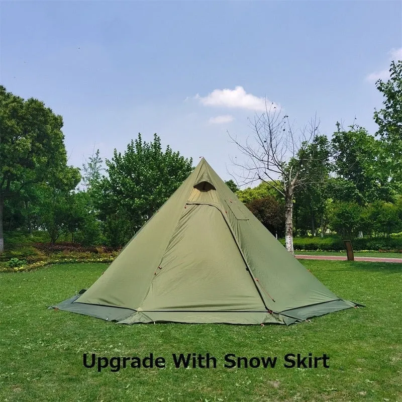 Ultralight Outdoor Camping Big Pyramid Tent Awnings 3-4 Person  Shelter With Chimney Hole For Bird Watching Cooking