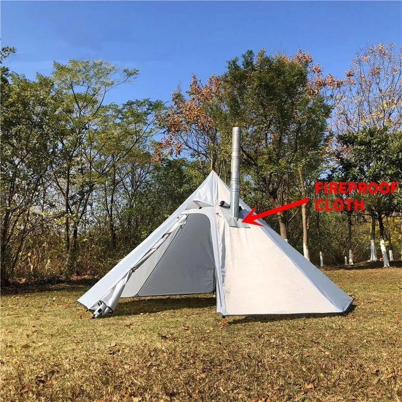 Ultralight Outdoor Camping Big Pyramid Tent Awnings 3-4 Person  Shelter With Chimney Hole For Bird Watching Cooking