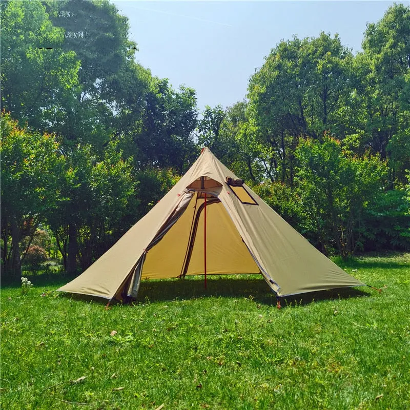 Ultralight Outdoor Camping Big Pyramid Tent Awnings 3-4 Person  Shelter With Chimney Hole For Bird Watching Cooking
