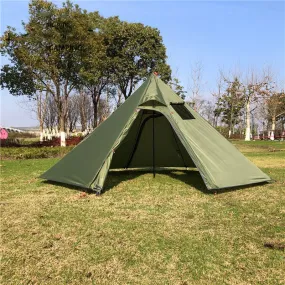 Ultralight Outdoor Camping Big Pyramid Tent Awnings 3-4 Person  Shelter With Chimney Hole For Bird Watching Cooking