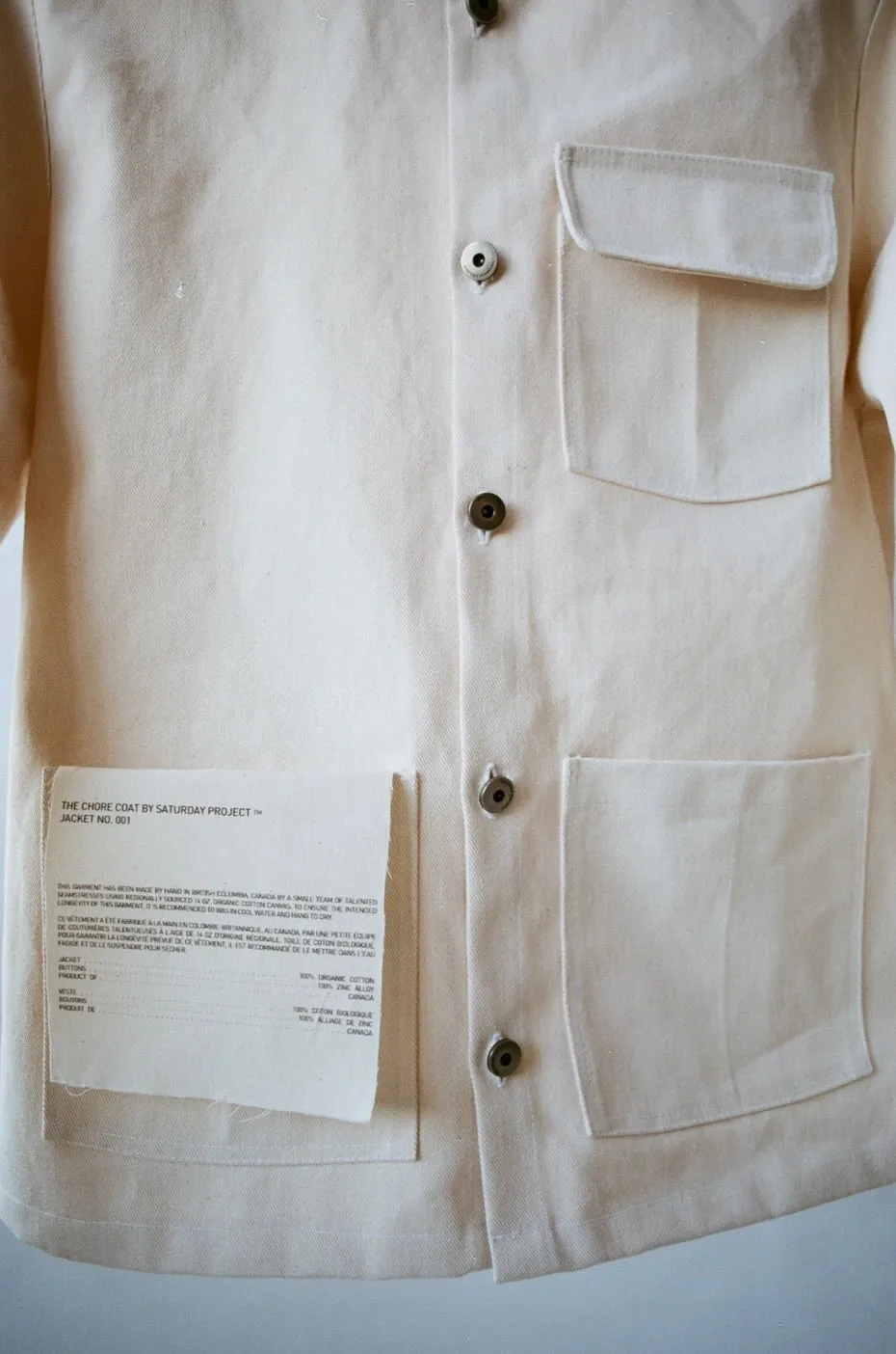 Unisex Jacket  No. 001 - The Chore Coat in Natural