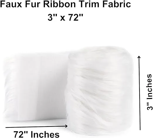 White Faux Fur Ribbon Trim 3" Wide, 6FT - Perfect for Crafts & Decor | FabricLA